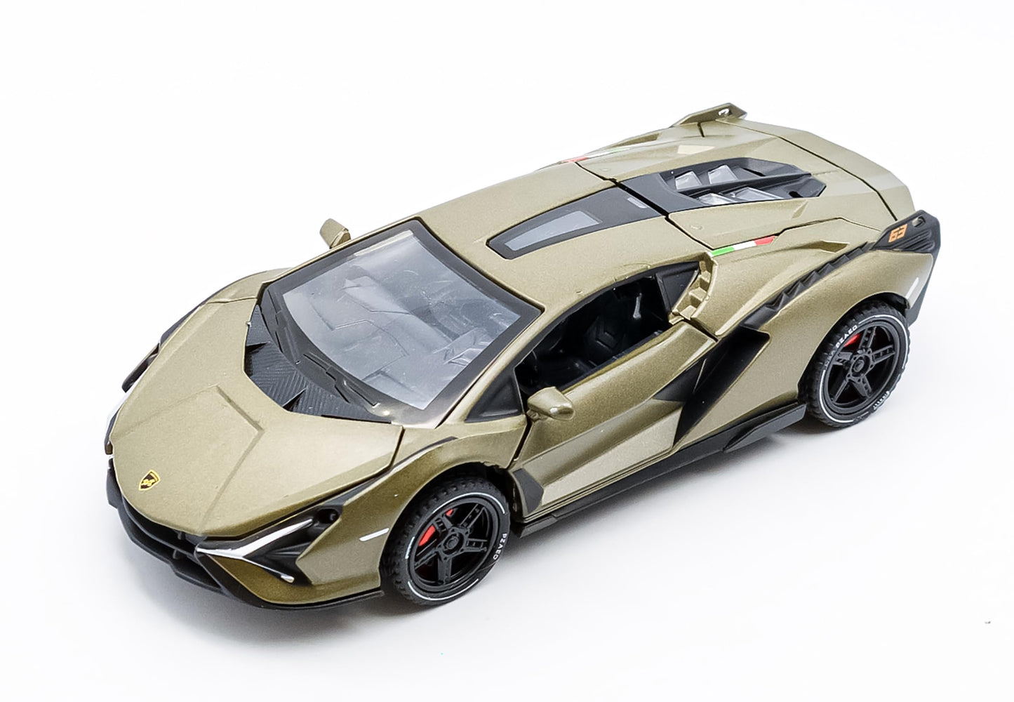 The Flyers Bay 1:32 Scale DieCast Metal Pull-Back Action Openable Doors Premium Car Toy for Kids Realistic Miniature Model Gift 2+yrs Girls Boys (Olive Green)