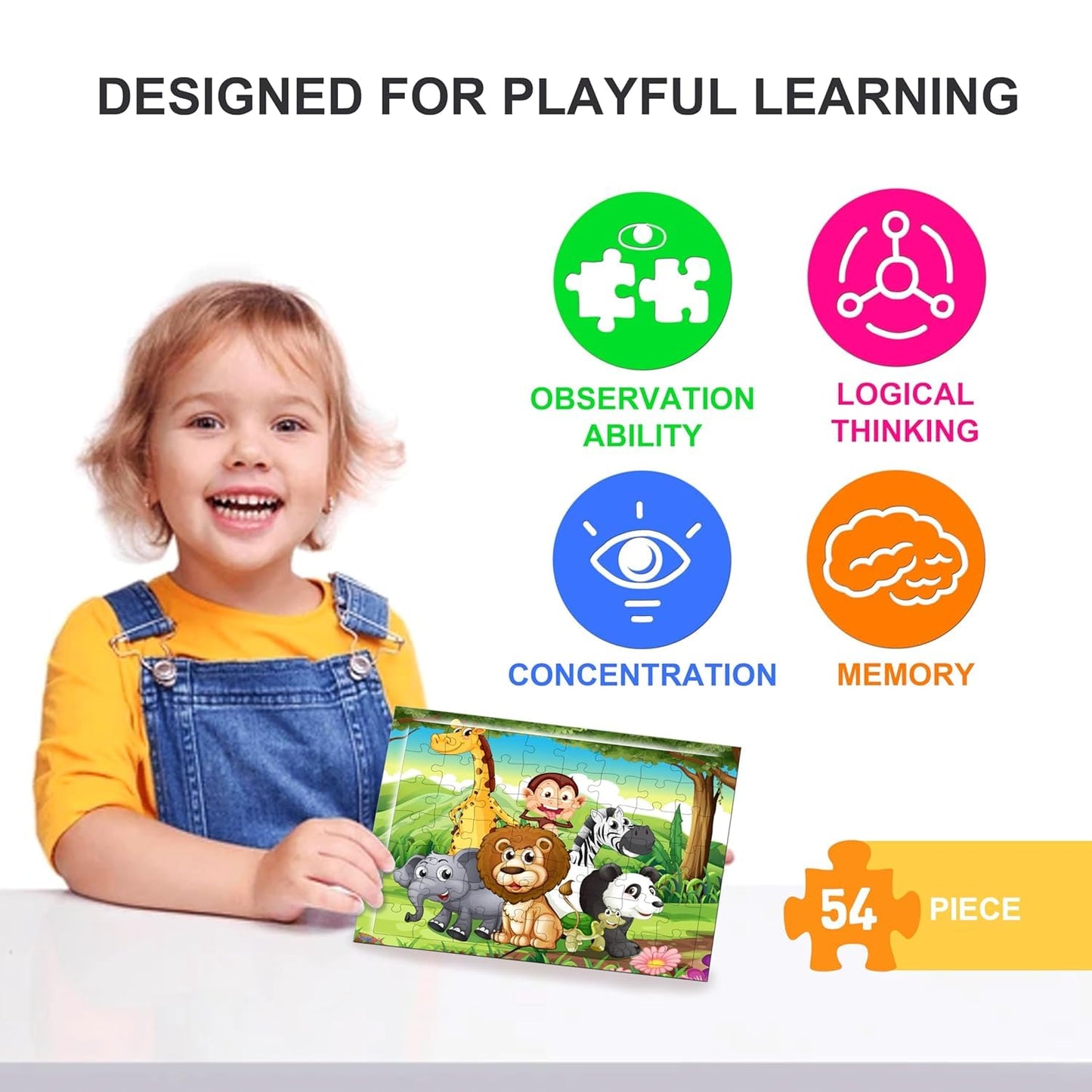 Fiddlys 54 Pcs Wood Jigsaw Puzzles for Kids & Children Age 6+ Double Layered Wooden Puzzles with Bright Front & Back Print Puzzle for Kids-Educational Toy (Birds)