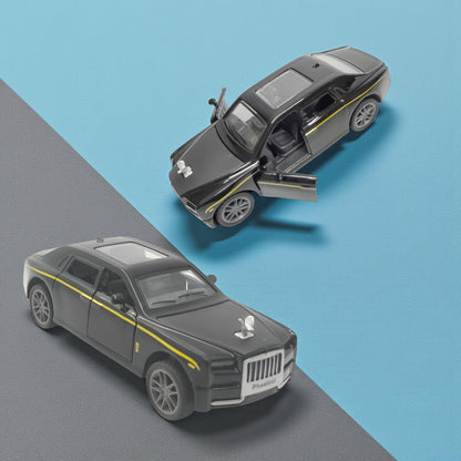 The Flyers Bay 1:32 Scale DieCast Metal Pull-Back Action Openable Doors, Lights and Music Rolls-Royce Phantom Premium Car Toy for Kids Realistic Miniature Model Gift 2+yrs Girls Boys Available (Black)