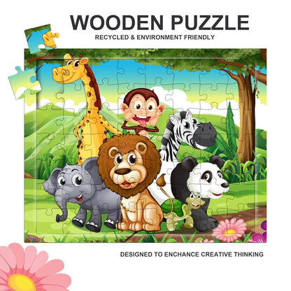 Fiddlys 54 Pcs Wood Jigsaw Puzzles for Kids & Children Age 6+ Double Layered Wooden Puzzles with Bright Front & Back Print Puzzle for Kids-Educational Toy (Bunny)