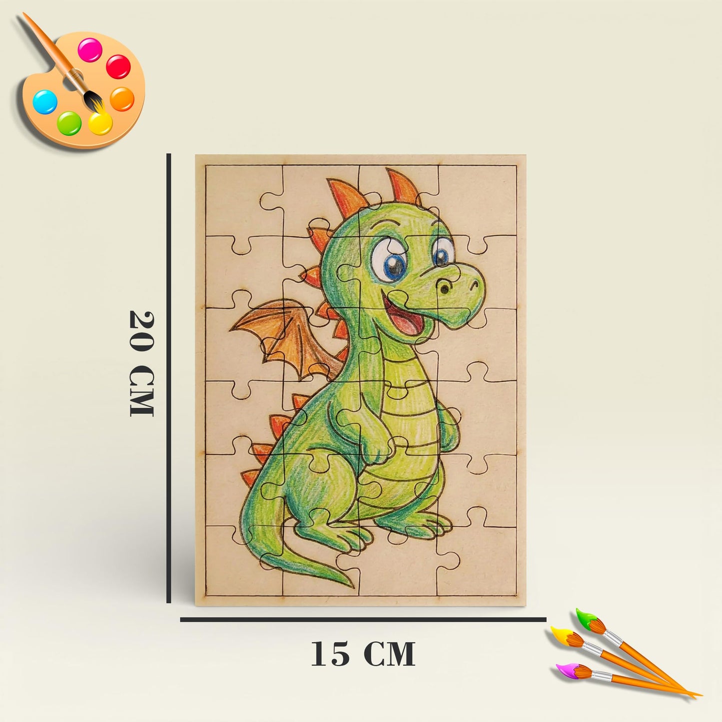 Fiddlys DIY Color Fill Wooden Jigsaw Puzzle Set for Kids (Age 4+) | 3-in-1 Paint-Your-Own Puzzle Collection | 24 Pieces Each Puzzle | Educational Toy (Space & Safari)