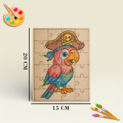 Fiddlys DIY Color Fill Wooden Jigsaw Puzzle Set for Kids (Age 4+) | 3-in-1 Paint-Your-Own Puzzle Collection | 24 Pieces Each Puzzle | Educational Toy (Cute & Fun Animals)