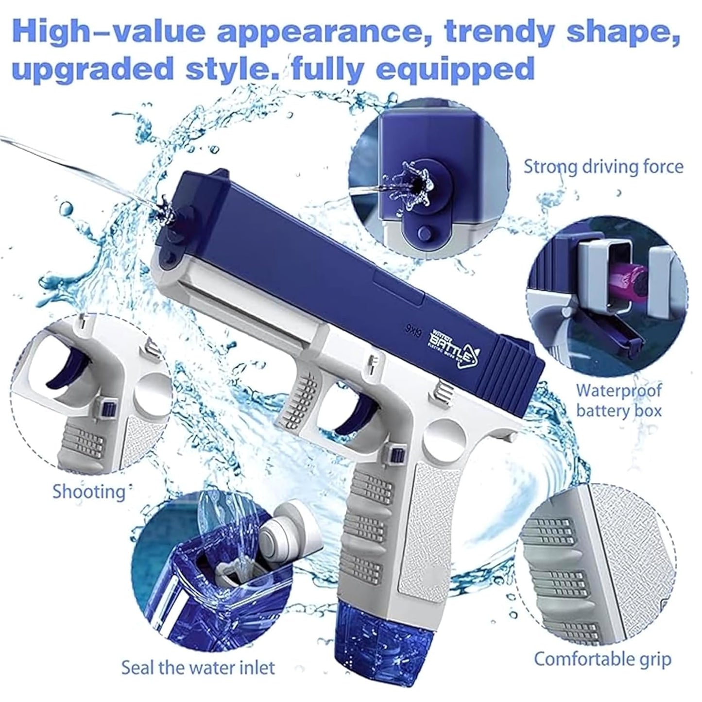 The Flyers Bay Electric Water Gun Toy for Kids | Rechargeable Automatic Water Absorption | High-Pressure Electric Water Blaster for Outdoor Water Battles (Water Gun_Small)
