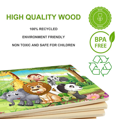 Fiddlys 54 Pcs Wood Jigsaw Puzzles for Kids & Children Age 6+ Double Layered Wooden Puzzles with Bright Front & Back Print Puzzle for Kids-Educational Toy (Bunny)