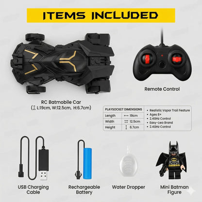 The Flyers Bay Remote Control Car for Kids with Mist Spray Action, Flashing LED Lights, 10ft Control Range, Rechargeable RC Toy Car for Boys & Girls Age 4+ (Batman Smoke Car)