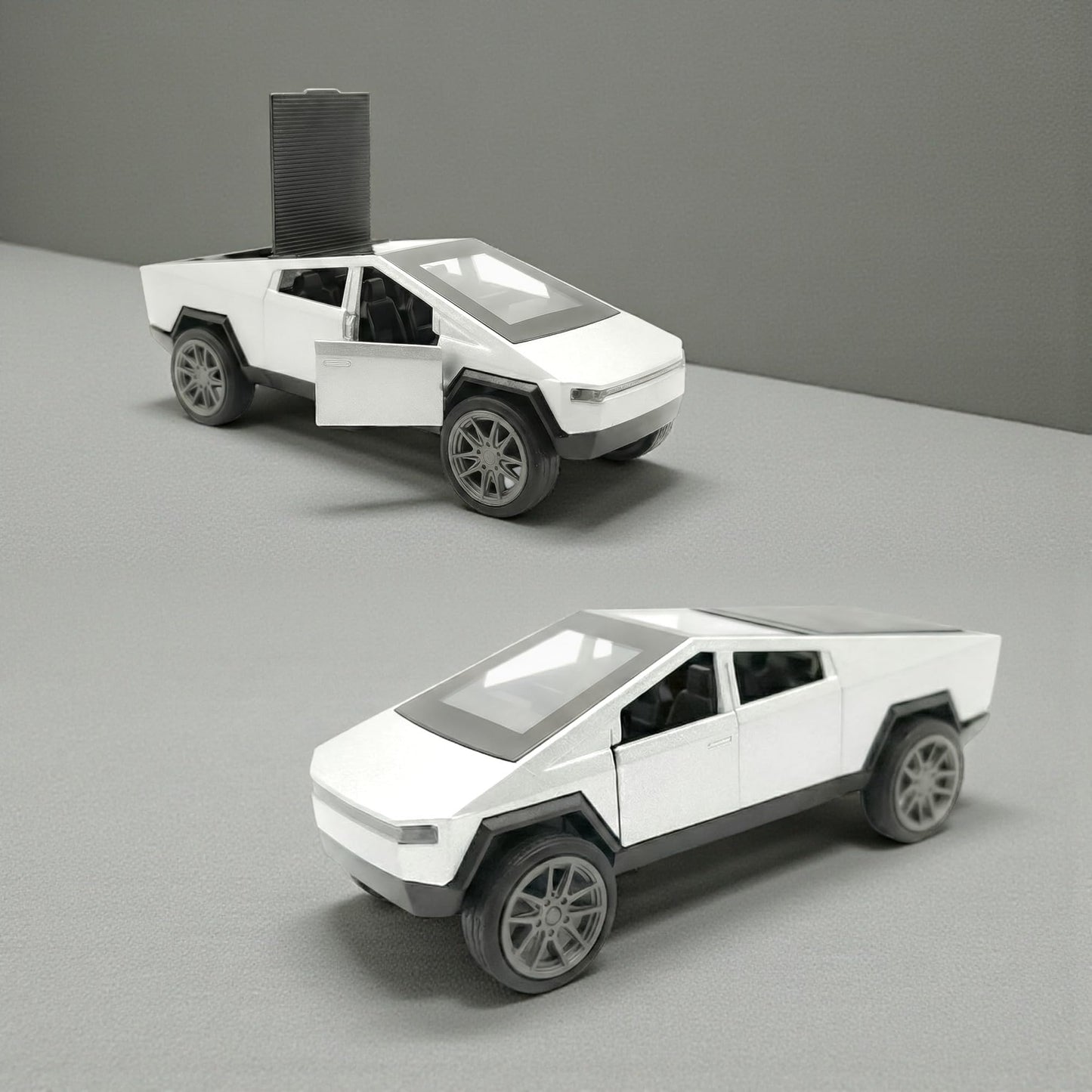 The Flyers Bay 1:32 Scale DieCast Metal Pull-Back Action Openable Doors Lights and Music Rolls-Royce Car Toy for Kids Gift 2 3 4 5 6 Years Girls Boys (Tesla Cybertruck Silver)
