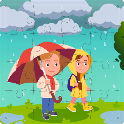 Fiddly's 16-Piece Wooden Jigsaw Puzzles for Kids Ages 3+, Double Layered Wooden Puzzles with Bright Front & Back Print
