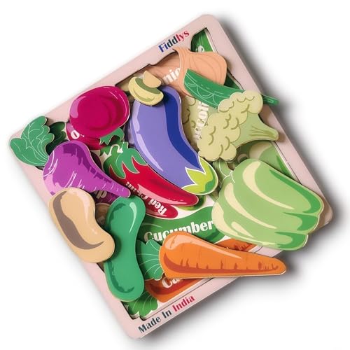 Fiddlys Wooden Educational Jigsaw Puzzles for Toddlers & Preschoolers, Double Layered Wooden Puzzles with Bright Front & Back Print Learning, Toy for Kids 2 3 4 5 6 Years