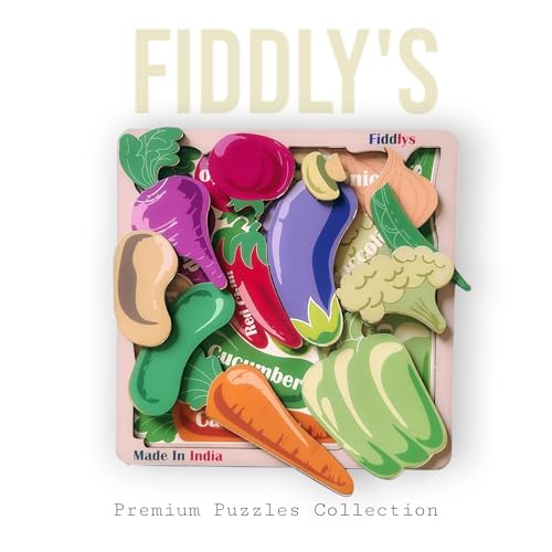 Fiddlys Wooden Educational Jigsaw Puzzles for Toddlers & Preschoolers, Double Layered Wooden Puzzles with Bright Front & Back Print Learning, Toy for Kids 2 3 4 5 6 Years