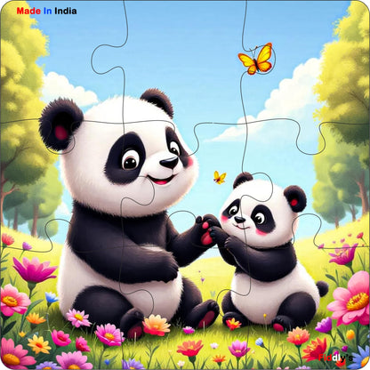 Fiddlys Single Layered Wooden Jigsaw Puzzle Games for Children & Kids -9 Pieces Age 2 3 4 5 6 Year Old Years Old Girls & Boys Animals Jigsaw Puzzle