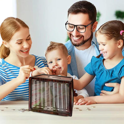 Fiddlys Wooden Money Piggy Bank for 2 3 4 5 6 Years Kids, Savings Challenge Box, Cashbox,Educational Gift for Kids