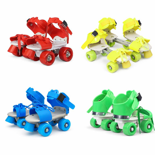 Fiddlys Adjustable Roller Skates for Kids 4-12 Years | Beginner Skating Shoes with Front Brake | Durable Polyurethane Wheels | Unisex Quad Skates for Boys & Girls | Indoor & Outdoor Skating