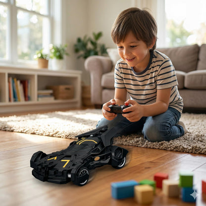 The Flyers Bay Remote Control Car for Kids with Mist Spray Action, Flashing LED Lights, 10ft Control Range, Rechargeable RC Toy Car for Boys & Girls Age 4+ (Batman Smoke Car)