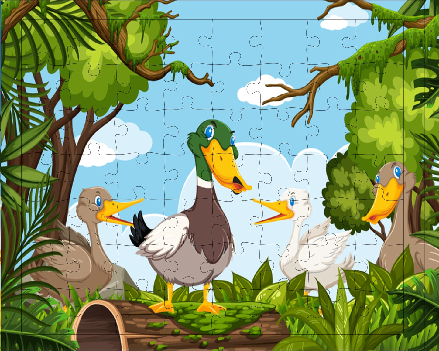 Fiddlys 54 Pcs Wood Jigsaw Puzzles for Kids & Children Age 6+ Double Layered Wooden Puzzles with Bright Front & Back Print Puzzle for Kids-Educational Toy (Duck + Bunny)