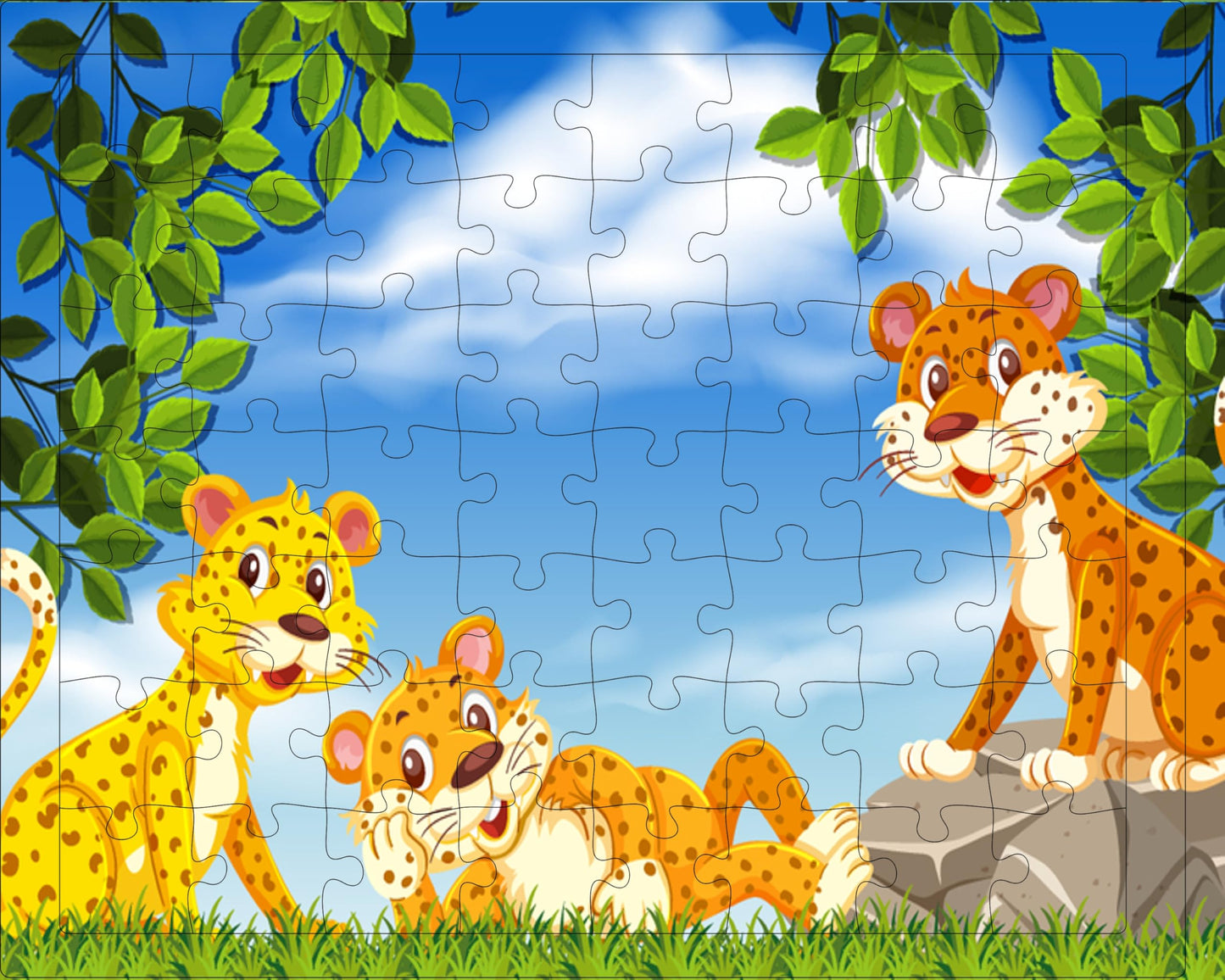 Fiddlys 54 Pcs Wood Jigsaw Puzzles for Kids & Children Age 6+ Double Layered Wooden Puzzles with Bright Front & Back Print Puzzle for Kids-Educational Toy (Jungle World Pack of 6)