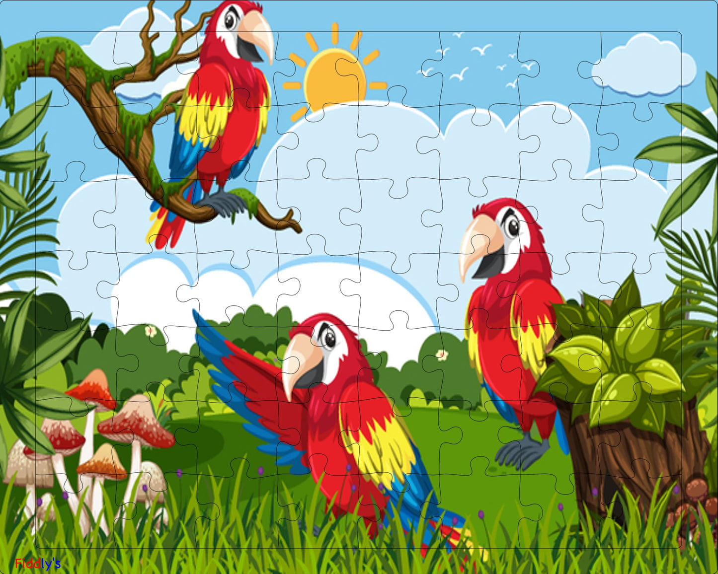 Fiddlys 54 Pcs Wood Jigsaw Puzzles for Kids & Children Age 6+ Double Layered Wooden Puzzles with Bright Front & Back Print Puzzle for Kids-Educational Toy (Parrot)