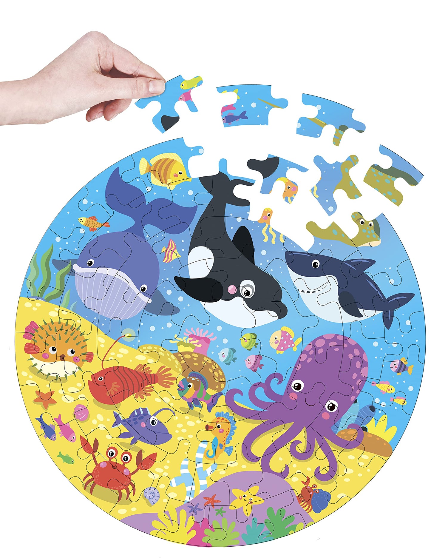 Fiddlys Creative Wooden Jigsaw Puzzle for Kids | 66 Pieces Educational Single Layer Puzzle | Fun & Learning Toy for Children Ages 3+ (Sea World)