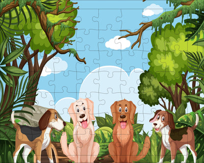 Fiddlys 54 Pcs Wood Jigsaw Puzzles for Kids & Children Age 6+ Double Layered Wooden Puzzles with Bright Front & Back Print Puzzle for Kids-Educational Toy (Animals Pack of 4)