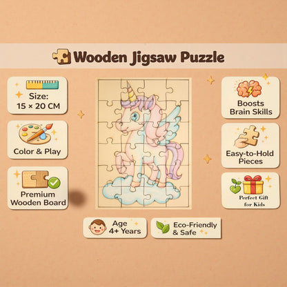 Fiddlys DIY Color Fill Wooden Jigsaw Puzzle Set for Kids (Age 4+) | 3-in-1 Paint-Your-Own Puzzle Collection | 24 Pieces Each Puzzle | Educational Toy (Fantasy Heroes)