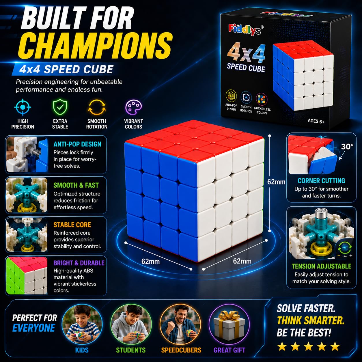 Fiddlys Puzzles High Stability Stickerless Speed Cube