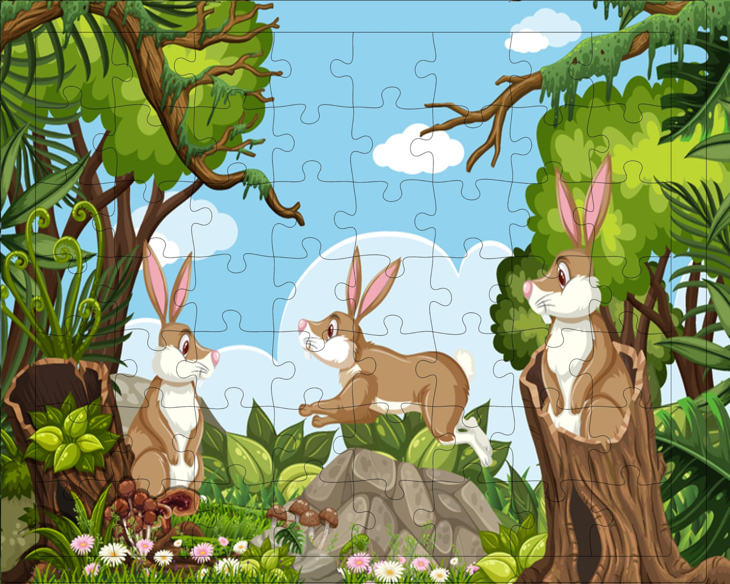 Fiddlys 54 Pcs Wood Jigsaw Puzzles for Kids & Children Age 6+ Double Layered Wooden Puzzles with Bright Front & Back Print Puzzle for Kids-Educational Toy (Duck + Bunny)
