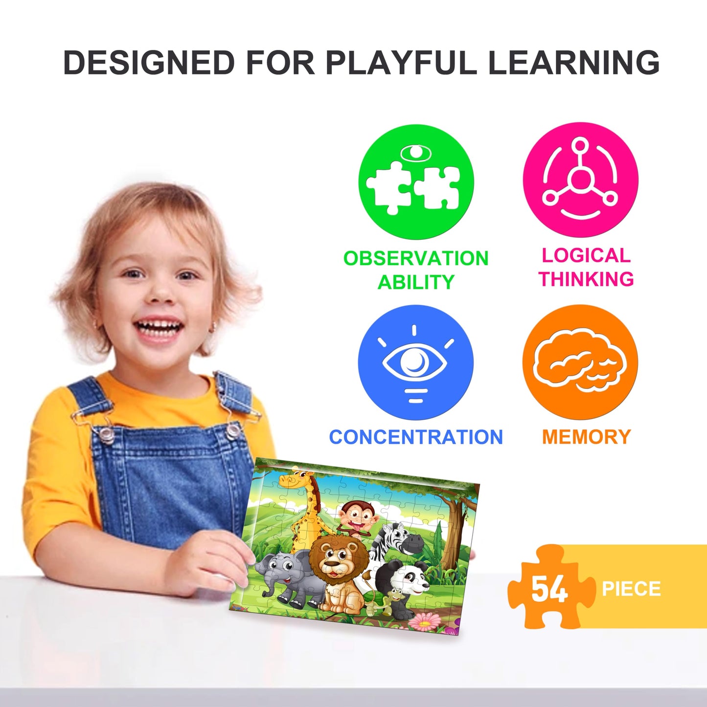 Fiddlys 54 Pcs Wood Jigsaw Puzzles for Kids & Children Age 6+ Double Layered Wooden Puzzles with Bright Front & Back Print Puzzle for Kids-Educational Toy (Princess)