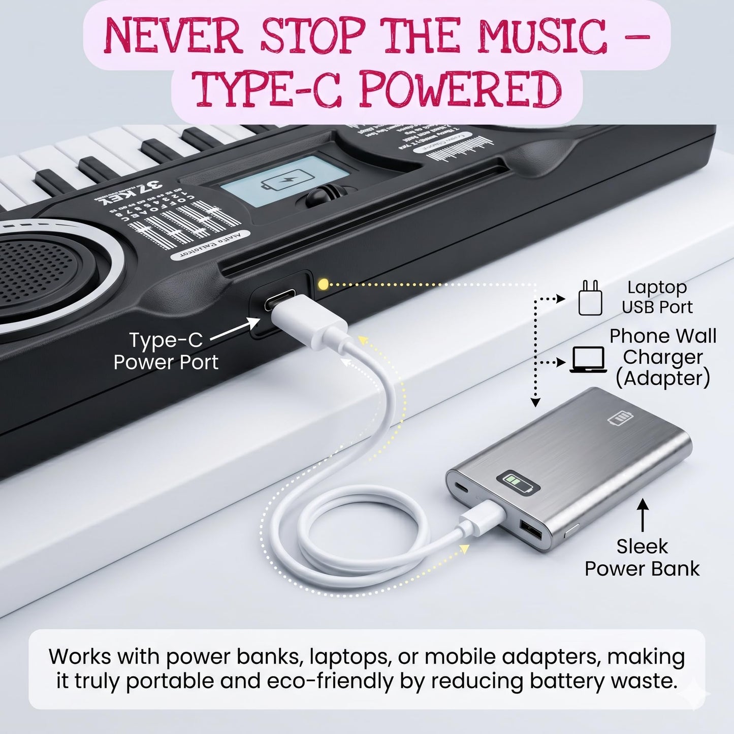 The Flyers Bay 37-Key Mini Electronic Piano for Kids 3+ | Compact Multifunctional Musical Keyboard Toy | Educational Music Learning Toy | Sound, Rhythm & Creativity Development | My First Piano