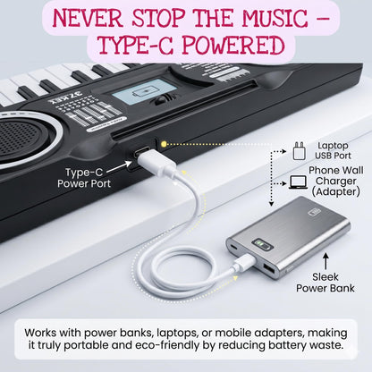 The Flyers Bay 37-Key Mini Electronic Piano for Kids 3+ | Compact Multifunctional Musical Keyboard Toy | Educational Music Learning Toy | Sound, Rhythm & Creativity Development | My First Piano