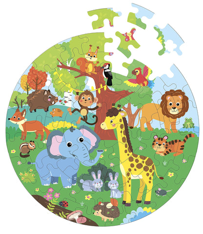 Fiddlys Creative Wooden Jigsaw Puzzle for Kids | 66 Pieces Educational Single Layer Puzzle | Fun & Learning Toy for Children Ages 3+ (Animal World)