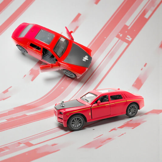 The Flyers Bay 1:32 Scale DieCast Metal Pull-Back Action Openable Doors, Lights and Music Rolls-Royce Phantom Premium Car Toy for Kids Realistic Miniature Model Gift 2+yrs Girls Boys Available (Red)