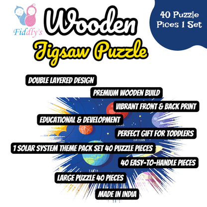 Fiddlys 40 Pcs Paperless Wooden Jigsaw Puzzle for Boys & Girls Learning Educational Toy for 4 Years and Above