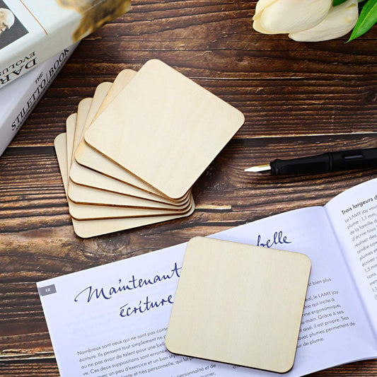 Fiddlys Wooden Coaster Set of 6 | Beautiful Decorative Coaster for Tea & Coffee Cups, Mugs & Glasses | Elegant Table Décor & Gift Set | Eco-Friendly Wooden Coasters
