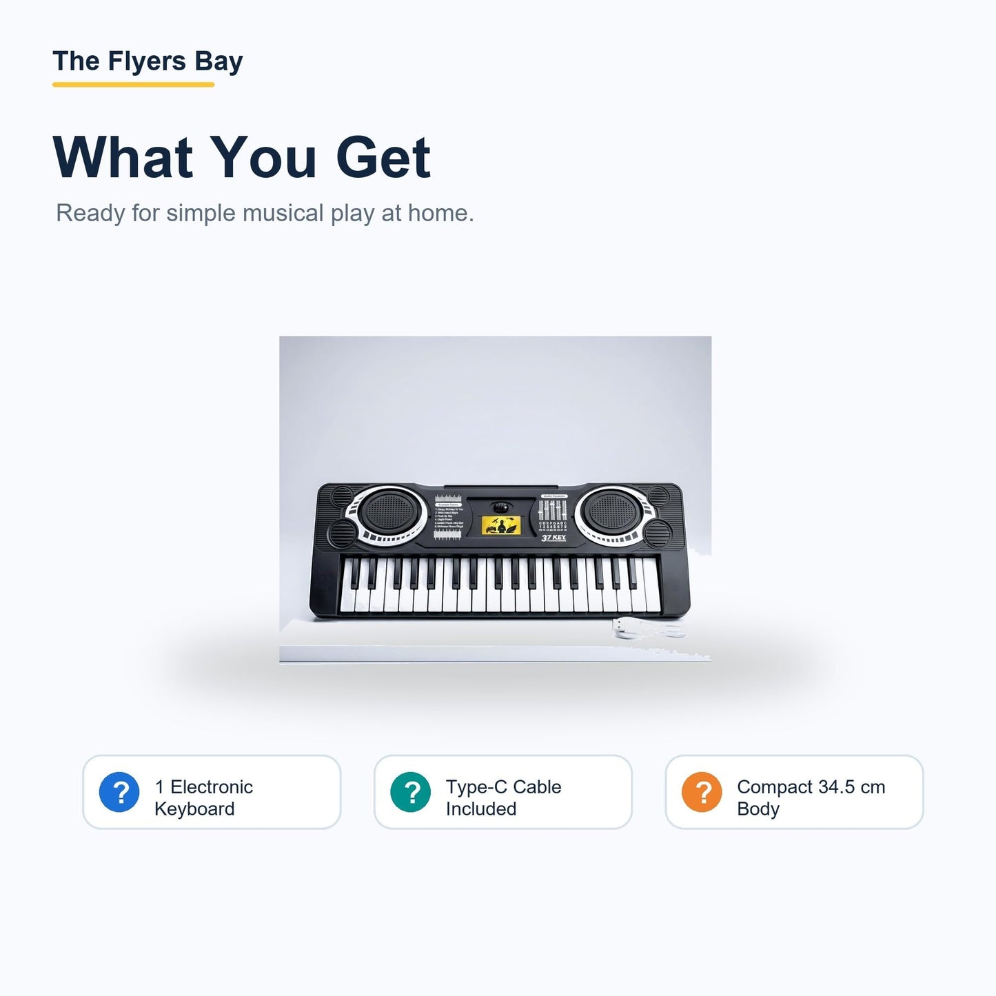 The Flyers Bay 37-Key Mini Electronic Piano for Kids 3+ | Compact Multifunctional Musical Keyboard Toy | Educational Music Learning Toy | Sound, Rhythm & Creativity Development | My First Piano