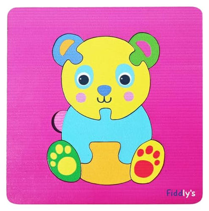Fiddlys Cute Wooden Toddler Jigsaw Puzzles for Infants & Kids, Eco Friendly Child Kid Montessori Stem Travel Toy