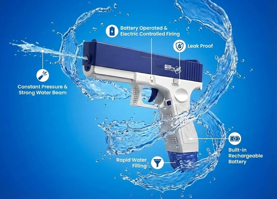 The Flyers Bay Electric Water Gun Toy for Kids | Rechargeable Automatic Water Absorption | High-Pressure Electric Water Blaster for Outdoor Water Battles