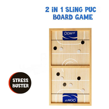 Fiddlys Slingo Fastest Finger First Board Game for Adults & Kids Wooden String Hockey Game Sling Puck Board Hockey Toy Perfect for Family Entertainment, Birthday Party, Christmas Gift