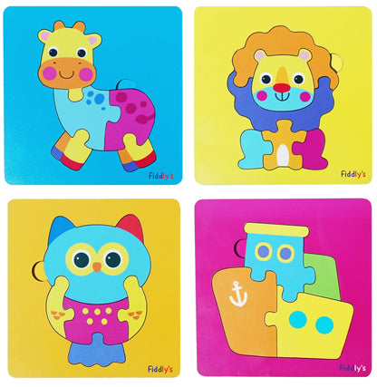 Fiddlys Cute Wooden Toddler Jigsaw Puzzles for Infants & Kids, Eco Friendly Child Kid Montessori Stem Travel Toy
