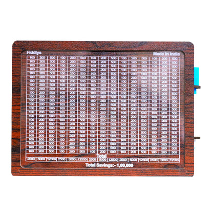 Fiddlys Wooden Money Piggy Bank for 2 3 4 5 6 Years Kids, Savings Challenge Box, Cashbox,Educational Gift for Kids (Rs 1,00,000 Pen Stand)