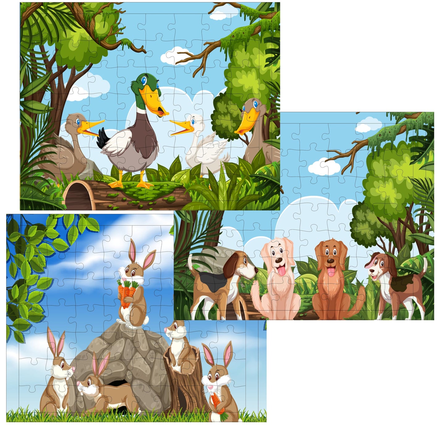 Fiddlys 54 Pcs Wood Jigsaw Puzzles for Kids & Children Age 6+ Double Layered Wooden Puzzles with Bright Front & Back Print Puzzle for Kids-Educational Toy (Pet Animals Pack of 3)