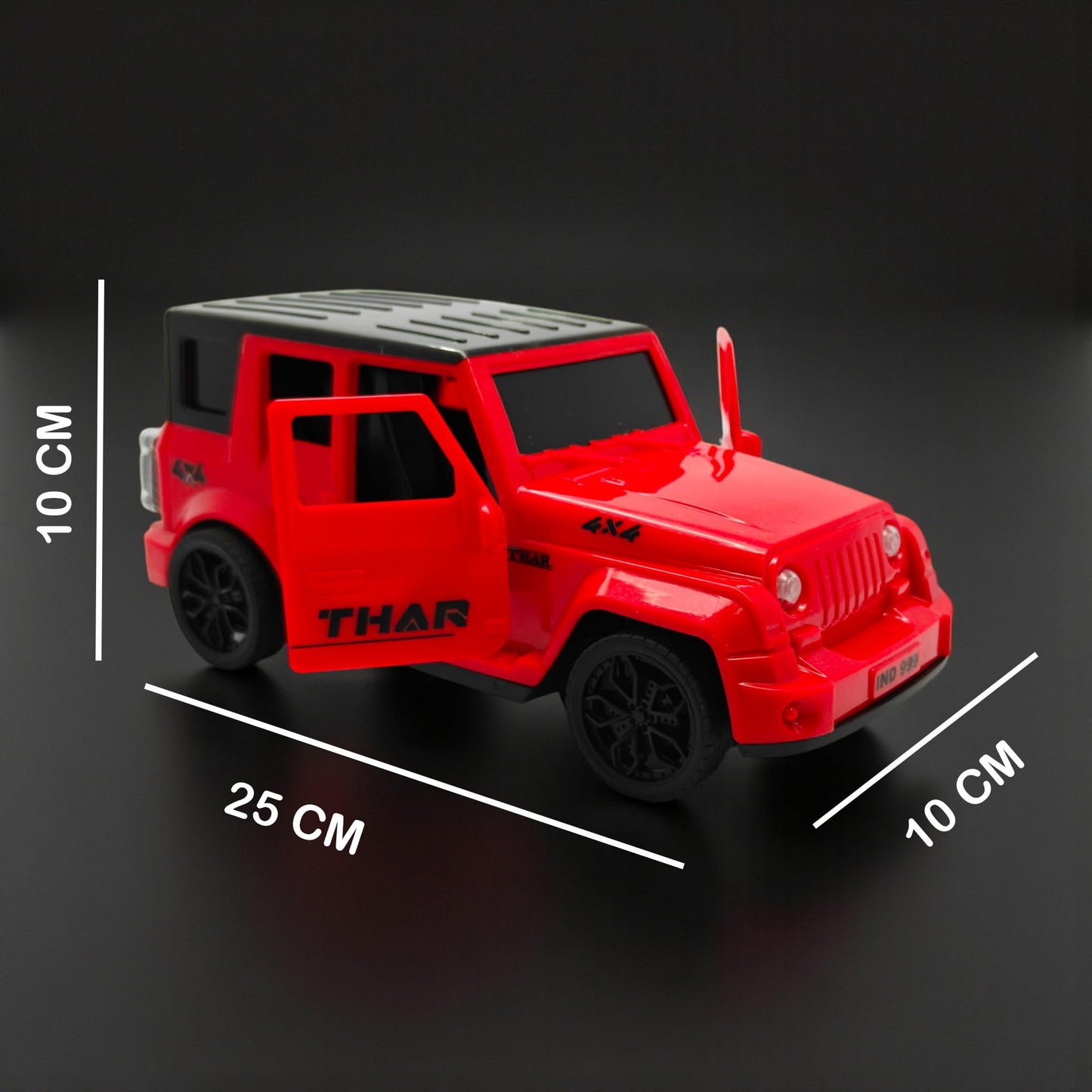 The Flyers Bay 1:16 Scale Remote Control Thar Jeep 4x4 with Lights, Music, and Openable Doors | Built-in Arjan Valley Song | Rechargeable Off-Road SUV Car Toy for Kids