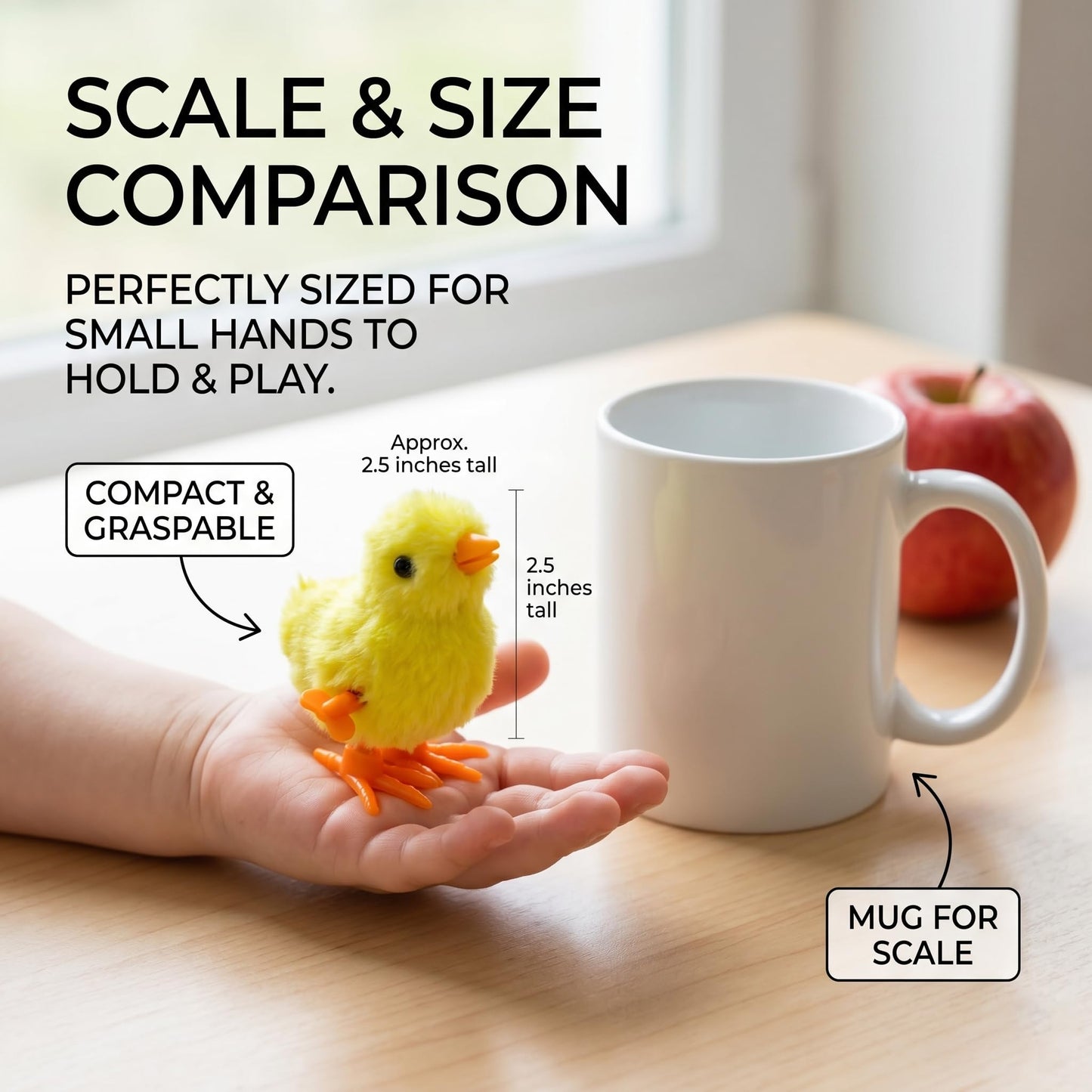Fiddlys Pack of 4 Jumping Chick Wind-Up Toys – Cute Hopping Chickens for Kids, Easter Gifts & Party Favors – No Batteries, Fun & Safe Mini Toys(Jumping Chicks)