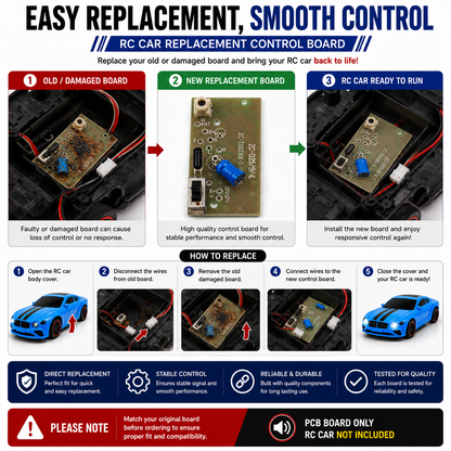 RC Car Replacement Control Board PCB | Compatible Spare Circuit Board for RC Toy Cars | Compact Replacement PCB for Smooth Control & Reliable Performance