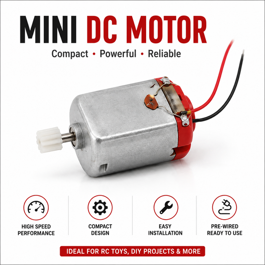 Mini DC Motor with Pre-Wired Leads & Gear | Compact High-Speed DC Motor for RC Cars, Toys, DIY Projects & Electronics