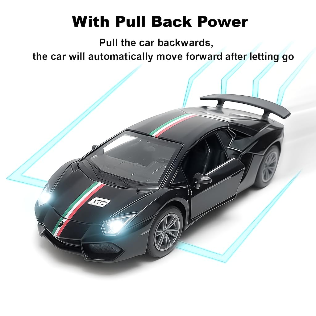 The Flyers Bay 1:32 Scale Die-Cast Metal Toy Vehicle for Kids – Pull-Back Action, Openable Doors, Lights & Music | Realistic Miniature | Gift for Boys & Girls 2+ Years