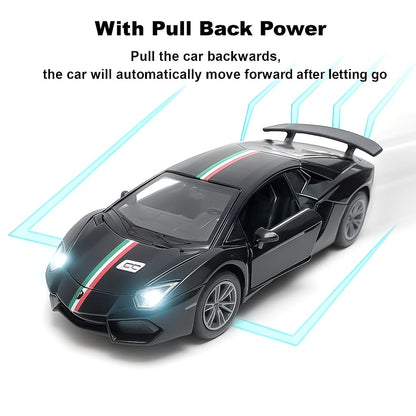 The Flyers Bay 1:32 Scale Die-Cast Metal Toy Vehicle for Kids – Pull-Back Action, Openable Doors, Lights & Music | Realistic Miniature | Gift for Boys & Girls 2+ Years