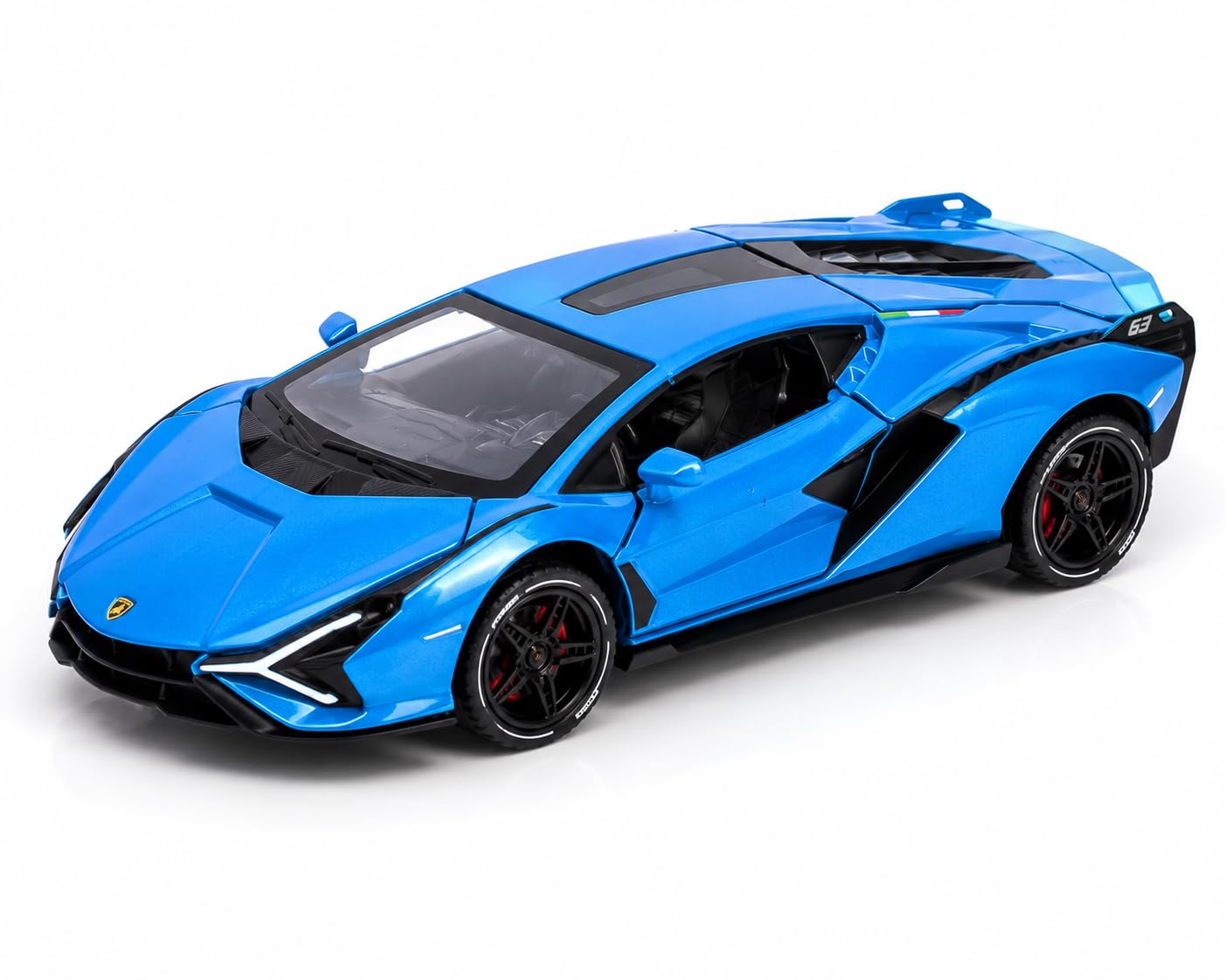 The Flyers Bay 1:32 Scale DieCast Metal Pull-Back Action Openable Doors Light and Music Lamborghini Premium Car Toy for Kids Realistic Miniature Model Gift 2+yrs Girls Boys