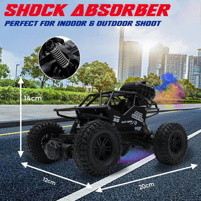 The Flyers Bay Rock Master Remote Control Car with Smoke | 2WD Monster Truck Rock Crawler for Kids | 2.4 GHz RC, Off-Road Suspension, LED Smoke Effect | Rechargeable C-Type Charging