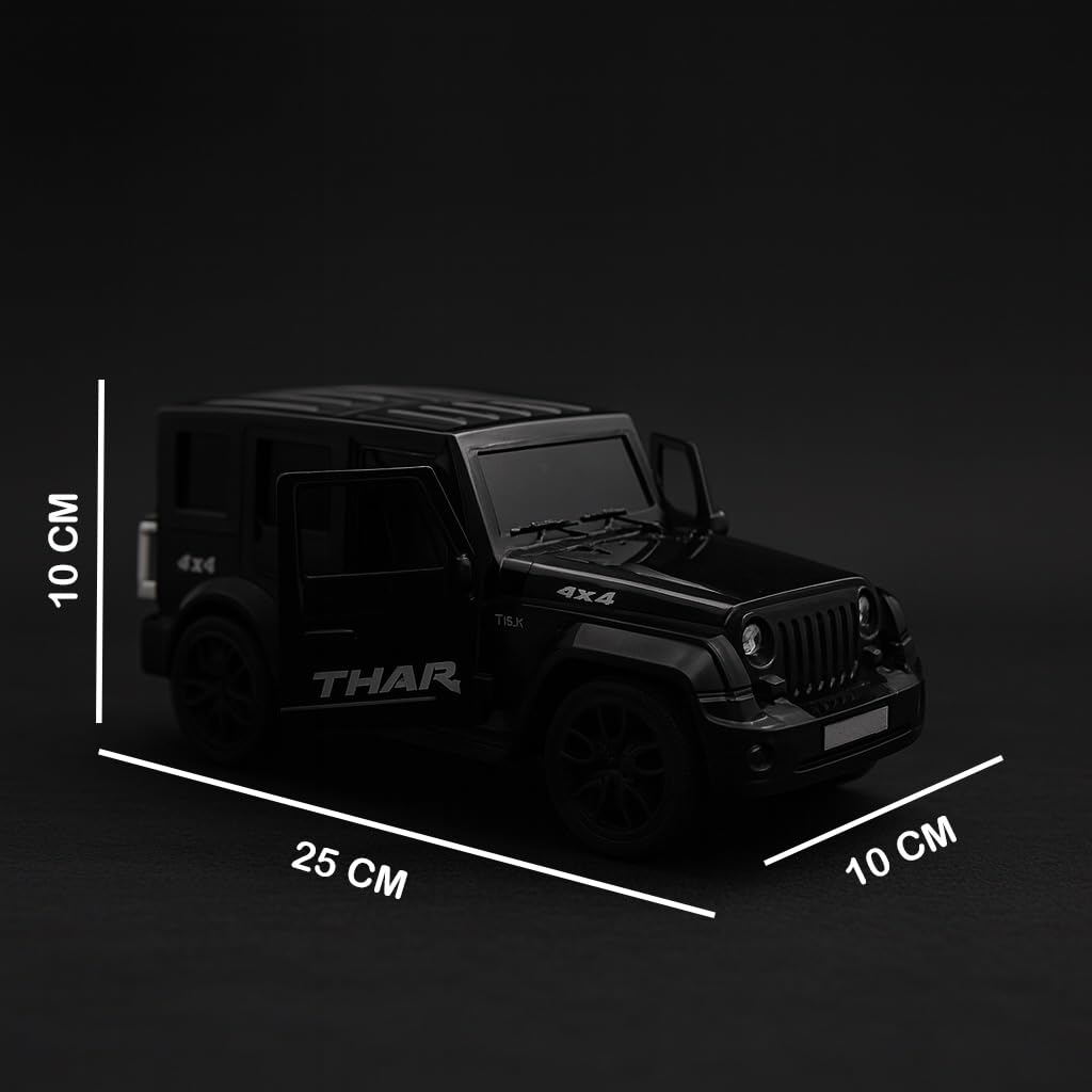The Flyers Bay 1:16 Scale Remote Control Thar Jeep 4x4 with Lights, Music, and Openable Doors | Built-in Arjan Valley Song | Rechargeable Off-Road SUV Car Toy for Kids