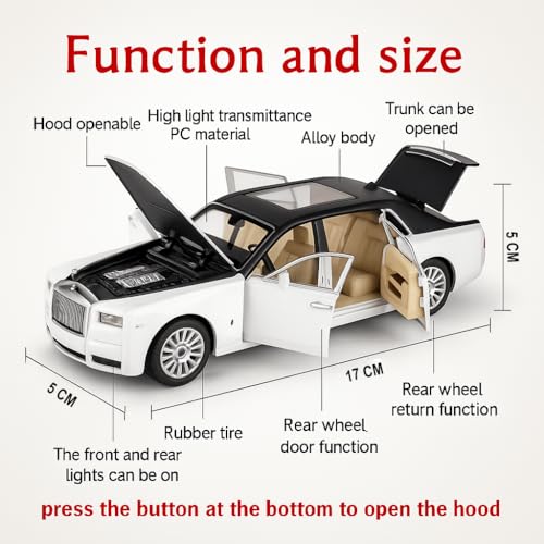 The Flyers Bay 1:32 Die-Cast Rolls-Royce Style Car Toy with Pull-Back Action, Lights & Music, Openable Doors – Premium Metal Miniature Model for Kids 2+ Years