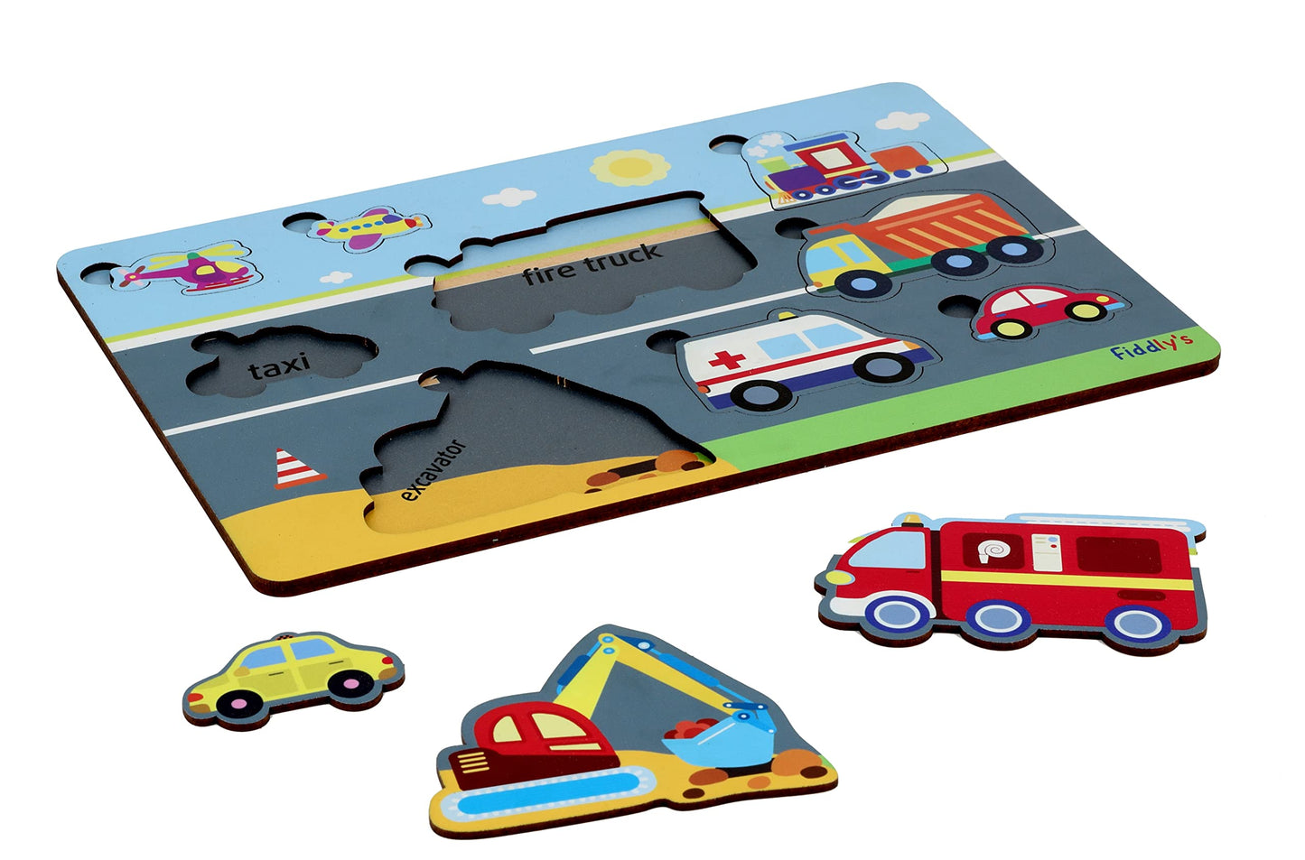 Fiddly's Wooden Puzzle Learning Educational Jigsaw Puzzle 12 Inch x 8 Inch Large Puzzle Toy for Preschool Toddler Kids & Children Age 4+